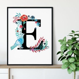 Litera E z ilustracją