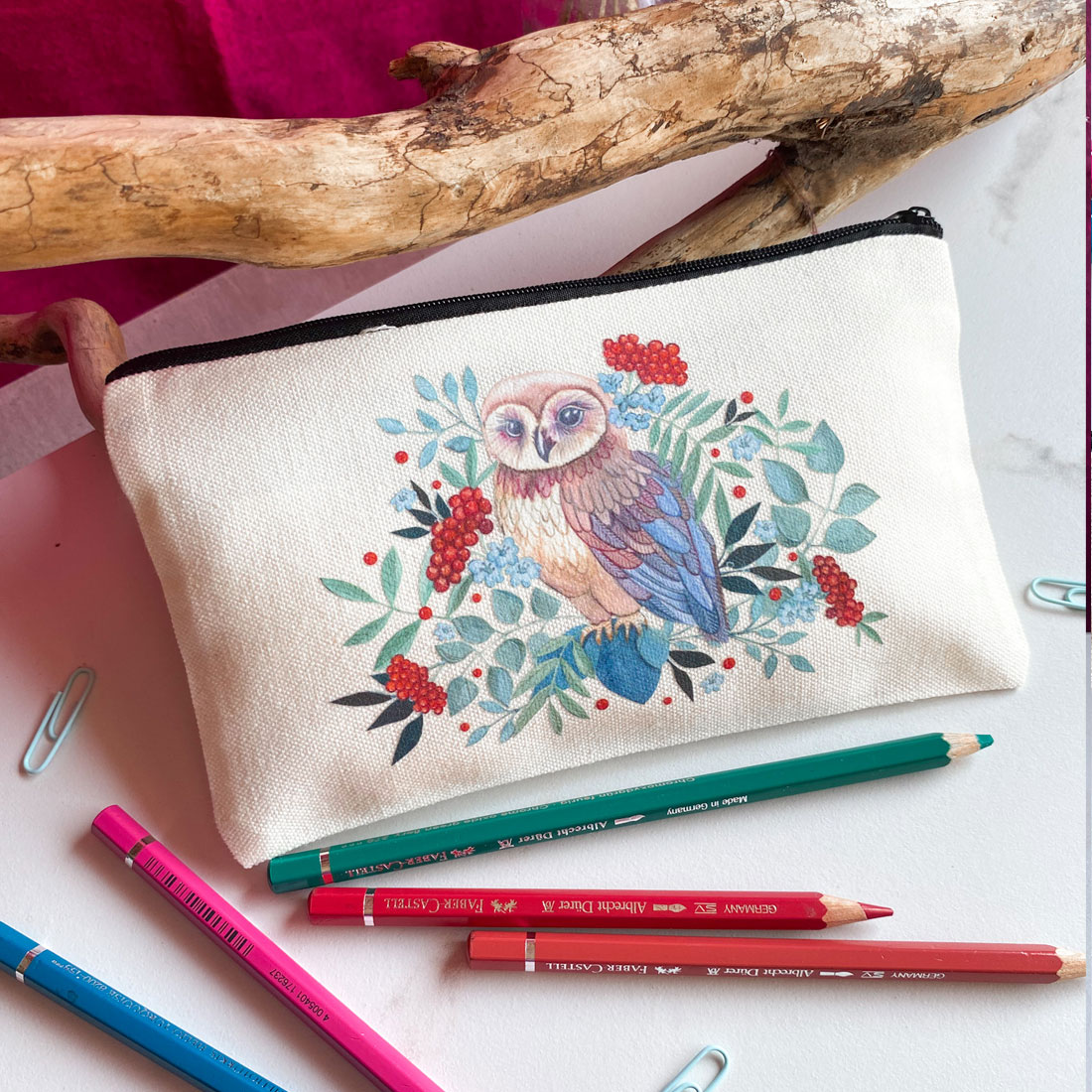 owl-sowa-saszetka-piornik-lesne-zwierzeta-kosmetyczka