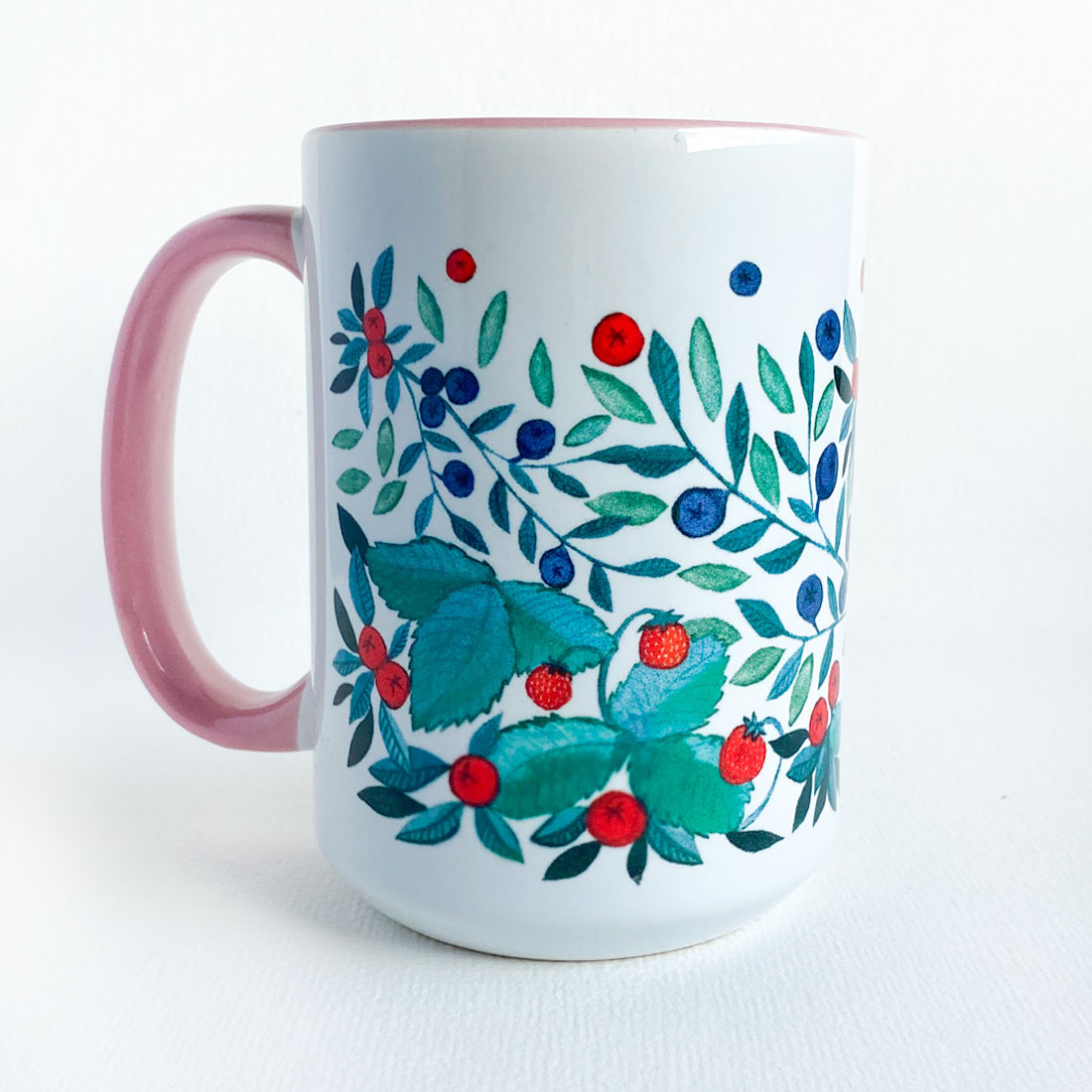 baby-deer-jelonek-sarenka-kubek-450ml-lesne-zwierze-ilustracja kubek z jagodami i poziomkami, 450ml