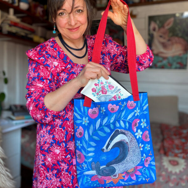 torba z borsukiem, bawełniana na ramię