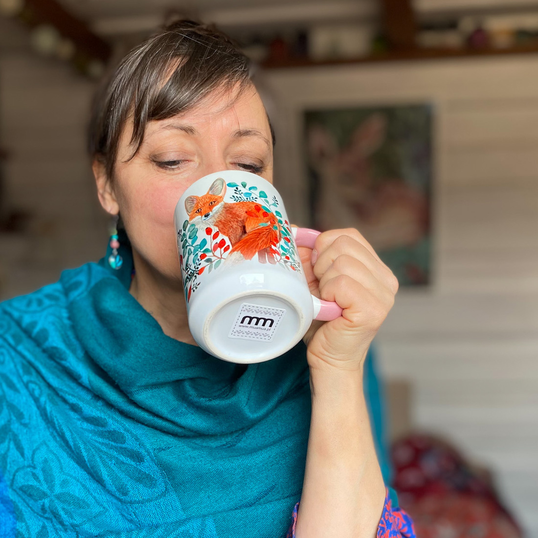 wild-fox-lis-kubek-450ml-na-pyszna-kawe kubek z lisem i dziką różą, 450ml