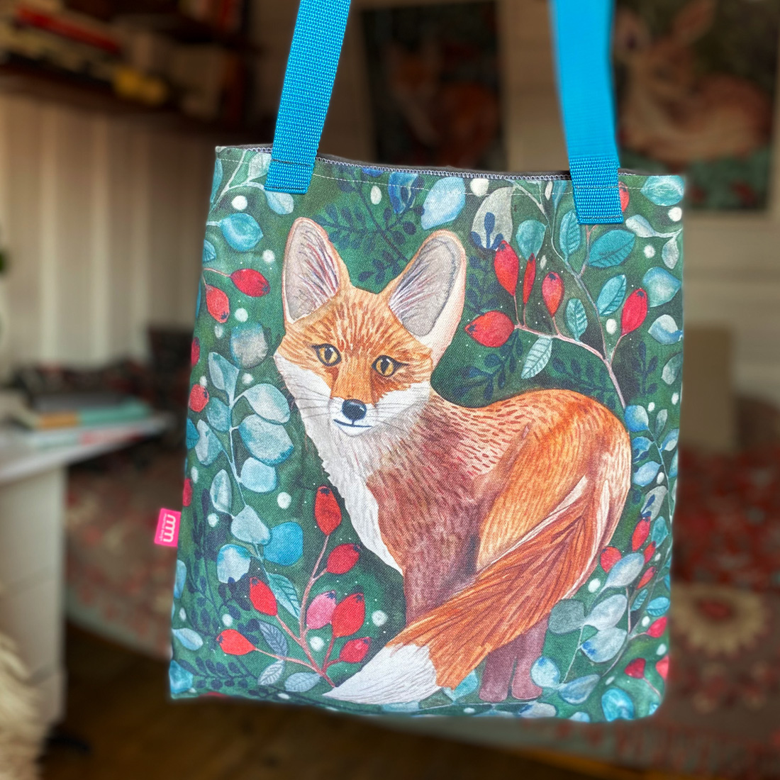 ręcznie szyta torba z lisem