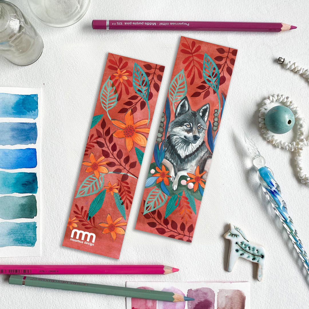 autumn-wolf-artystyczna-zakladka-do-ksiazki-wilk zakładka do książki z wilkiem