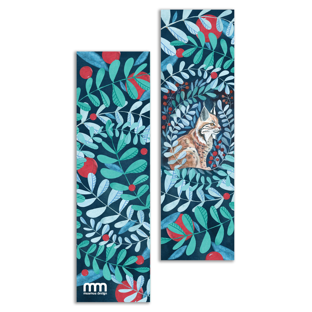 ryś, zakładka do książki, artystyczna ilustracja