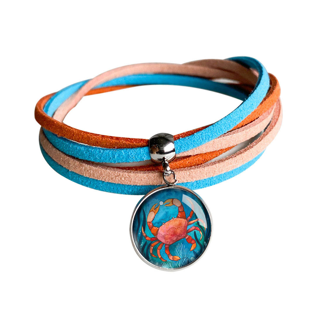 bransoletka z rzemieniami i krabem