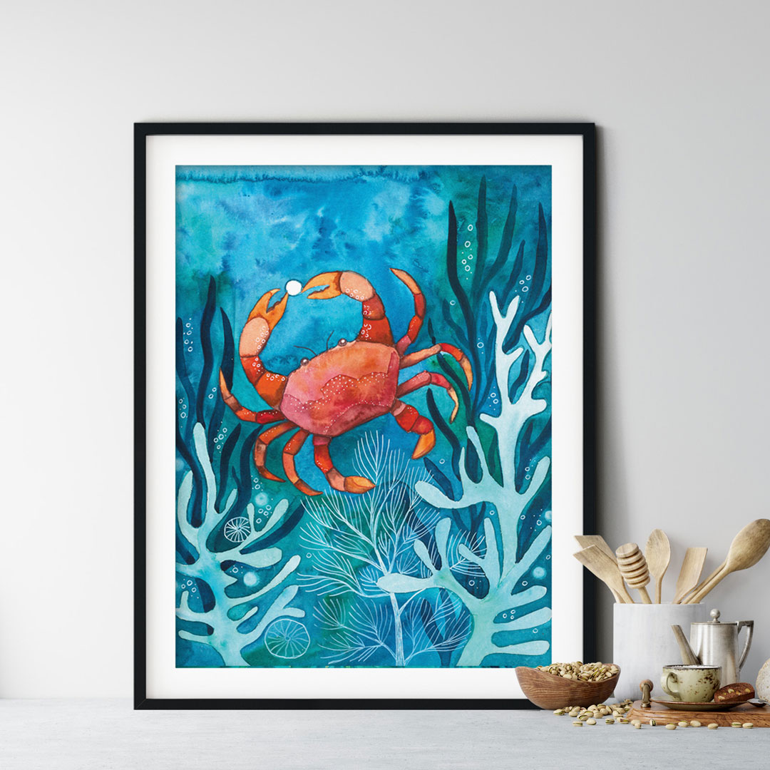 plakat z krabem z serii Morski Świat