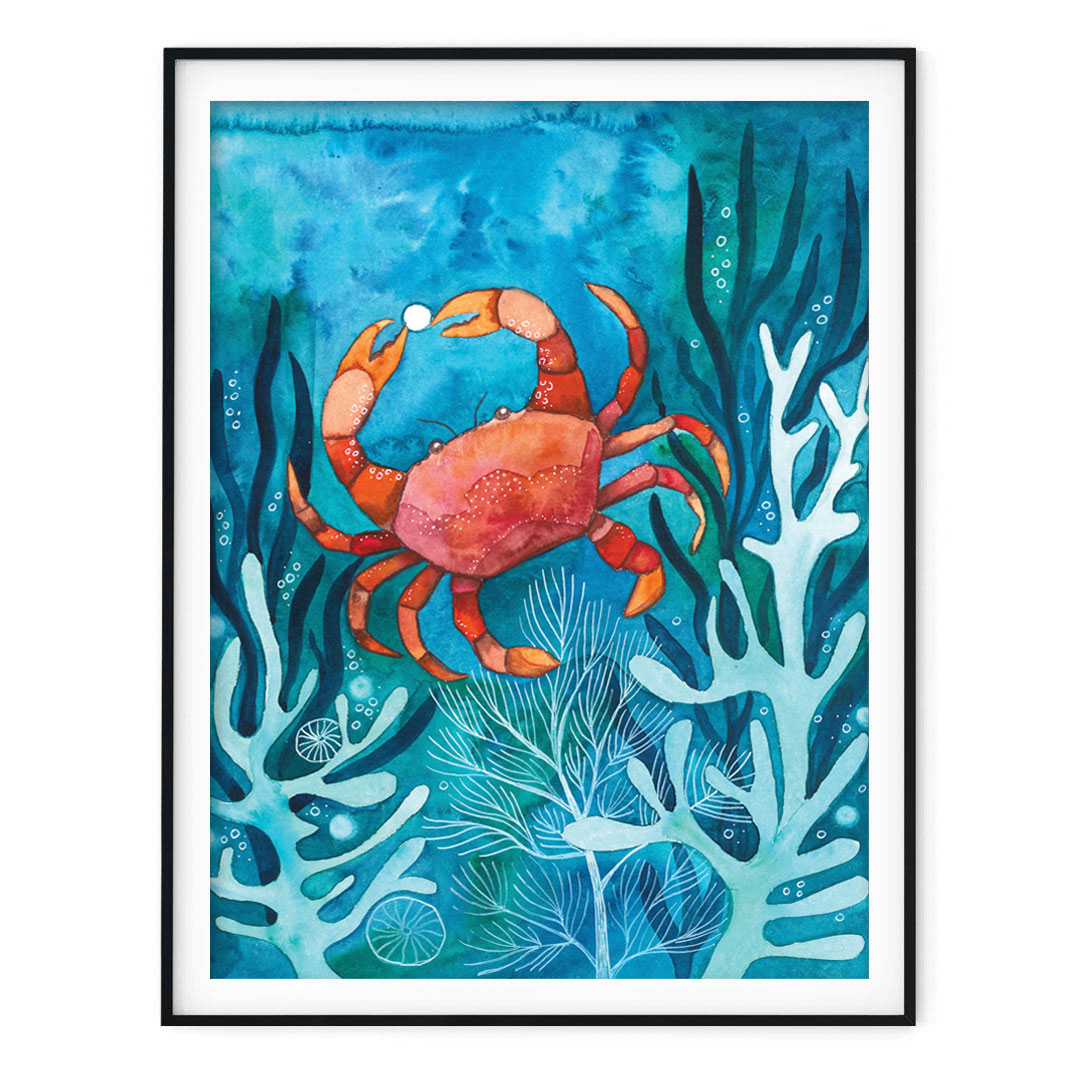 plakat z krabem z serii Morski Świat