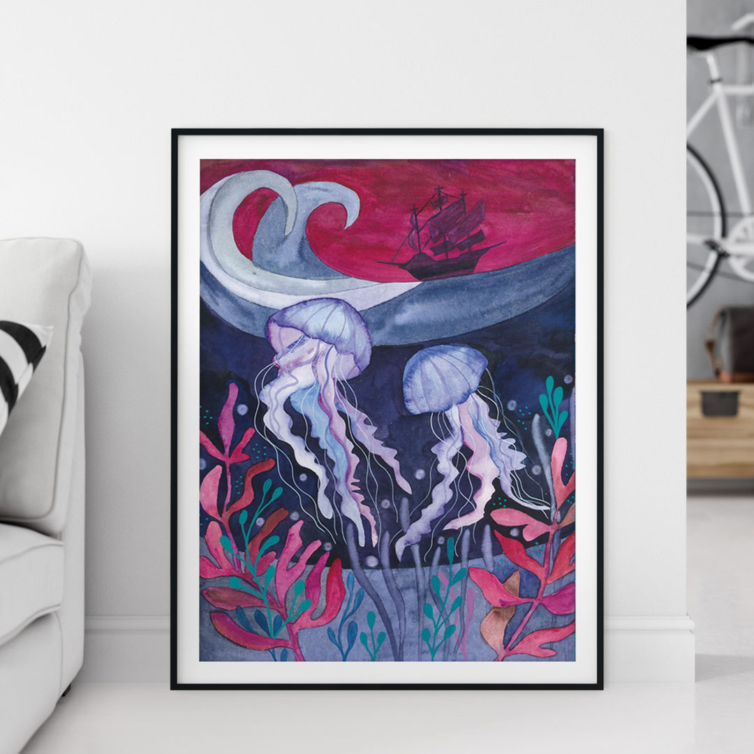 plakat z meduzą z serii Morski Świat