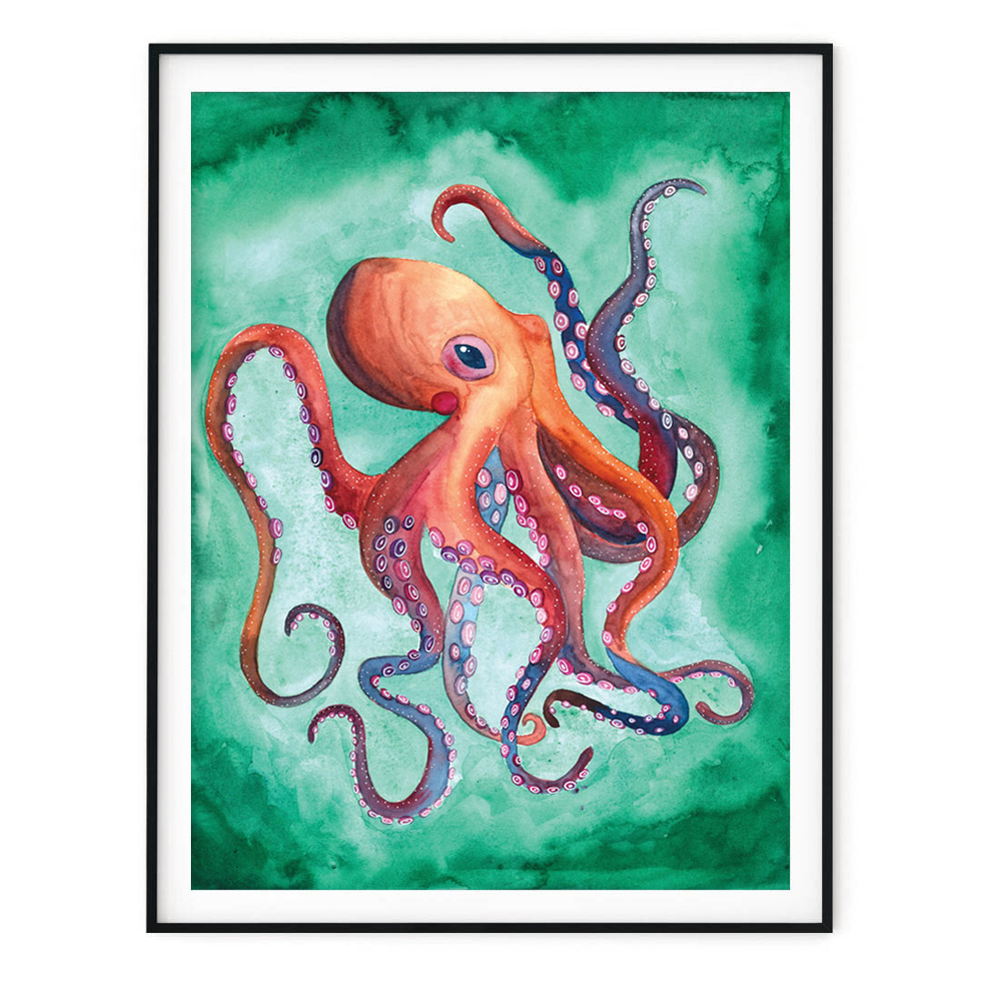 plakat z ośmiornicą z serii Morski Świat