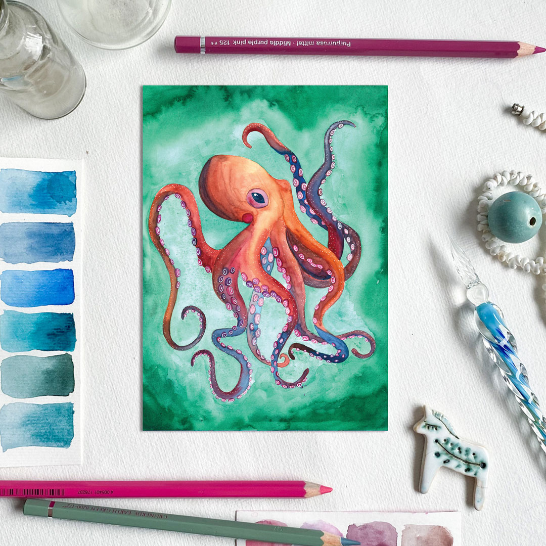 kartka z ośmiornicą z kolekcji Morski Świat