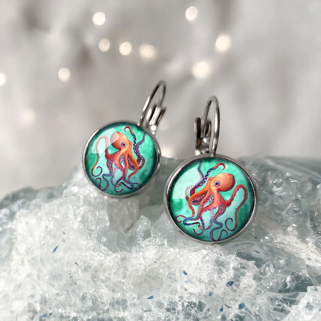 kolczyki z ośmiornicą z kolekcji Morski Świat