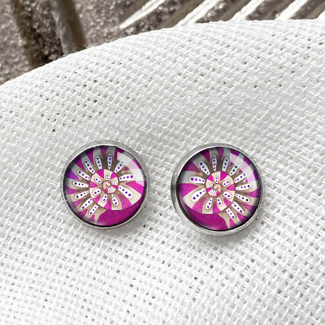 kolczyki z muszlą różową z serii Morski Świat