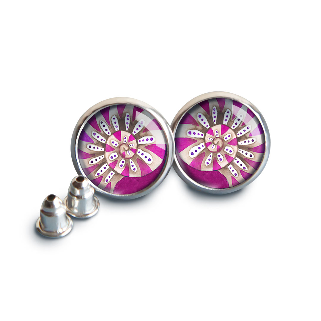 kolczyki z muszlą różową z serii Morski Świat