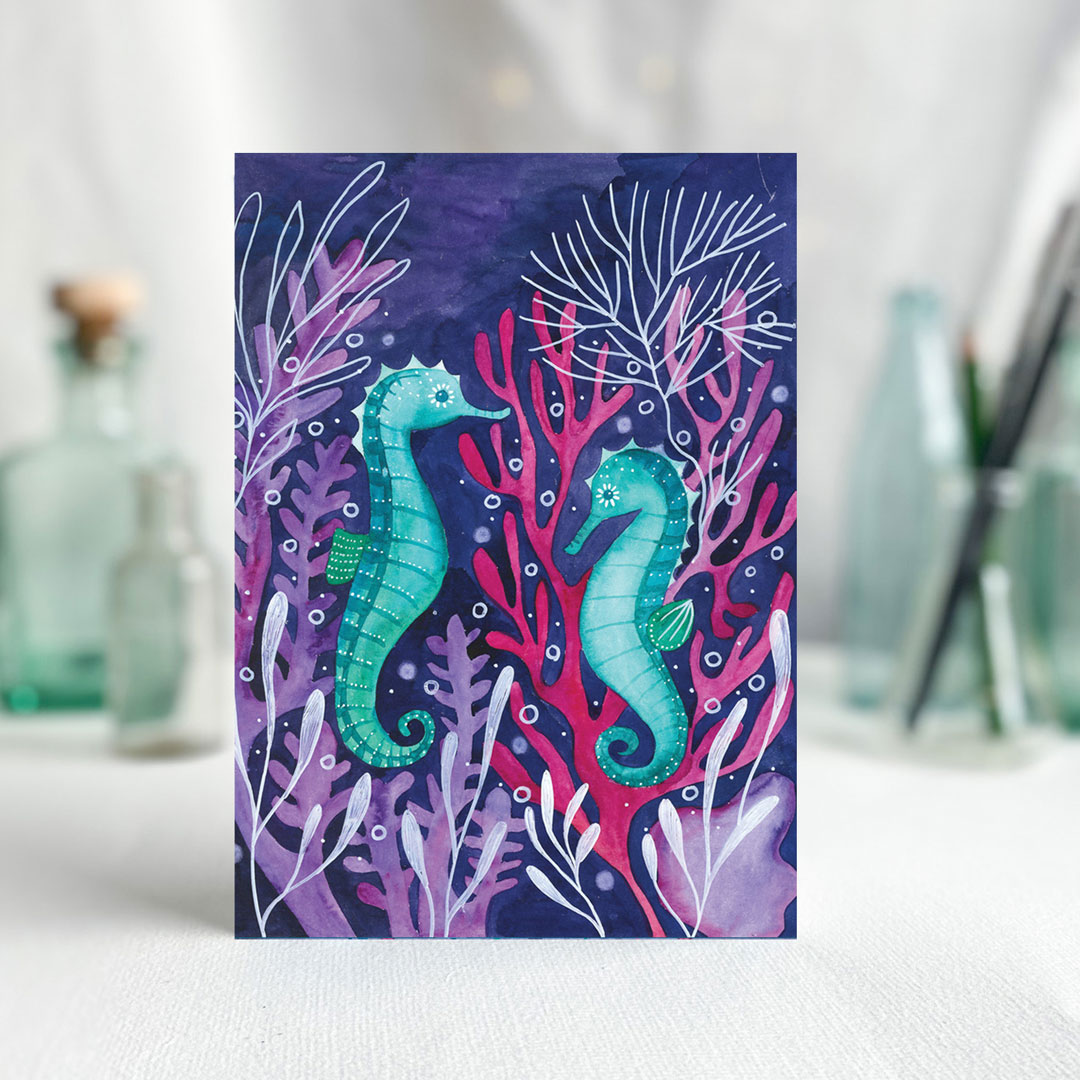 kartka z konikami morskimi z kolekcji Morski Świat