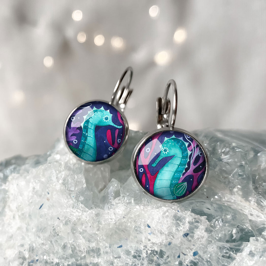 kolczyki z konikiem morskim z kolekcji Morski Świat