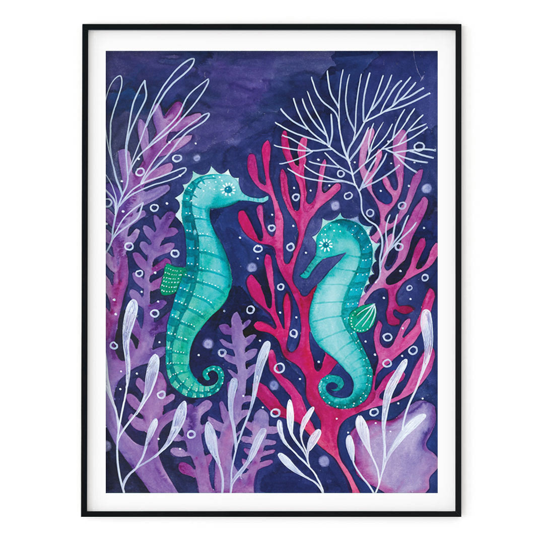 plakat z konikami morskimi idealny do wnętrz