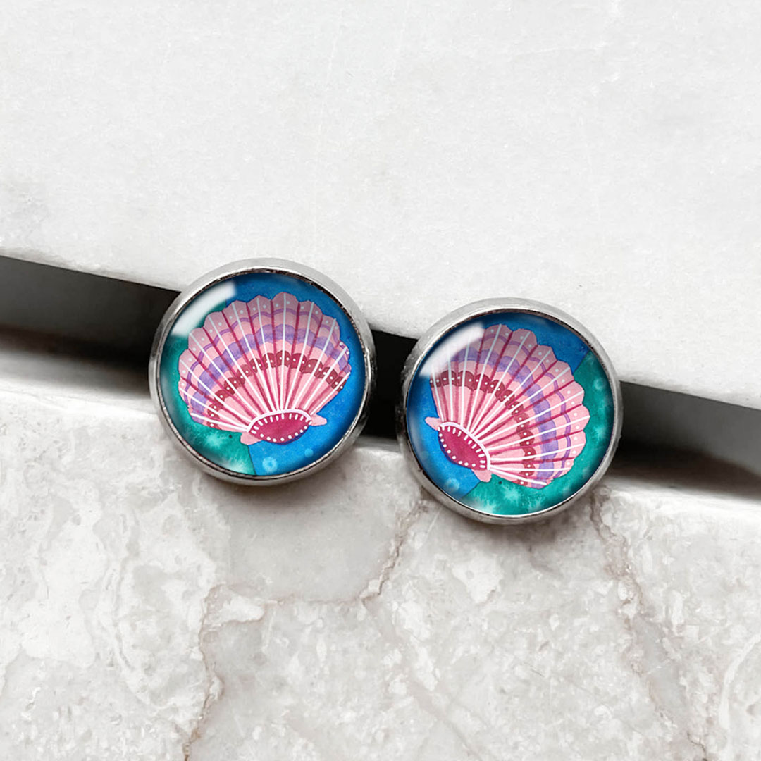 kolczyki wkrętki z muszelkami