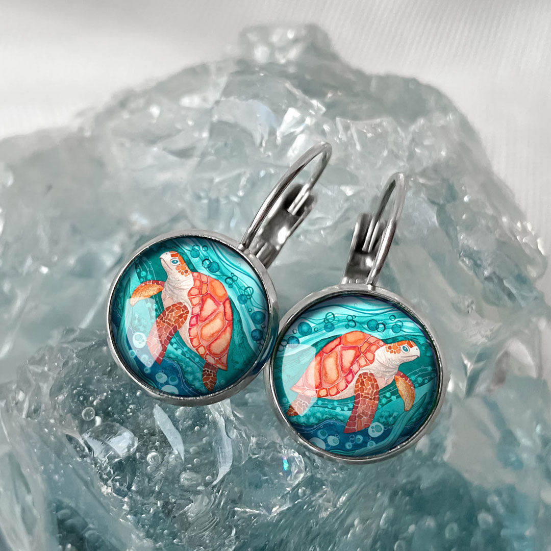 kolczyki z żółwiem morskim z kolekcji Morski Świat