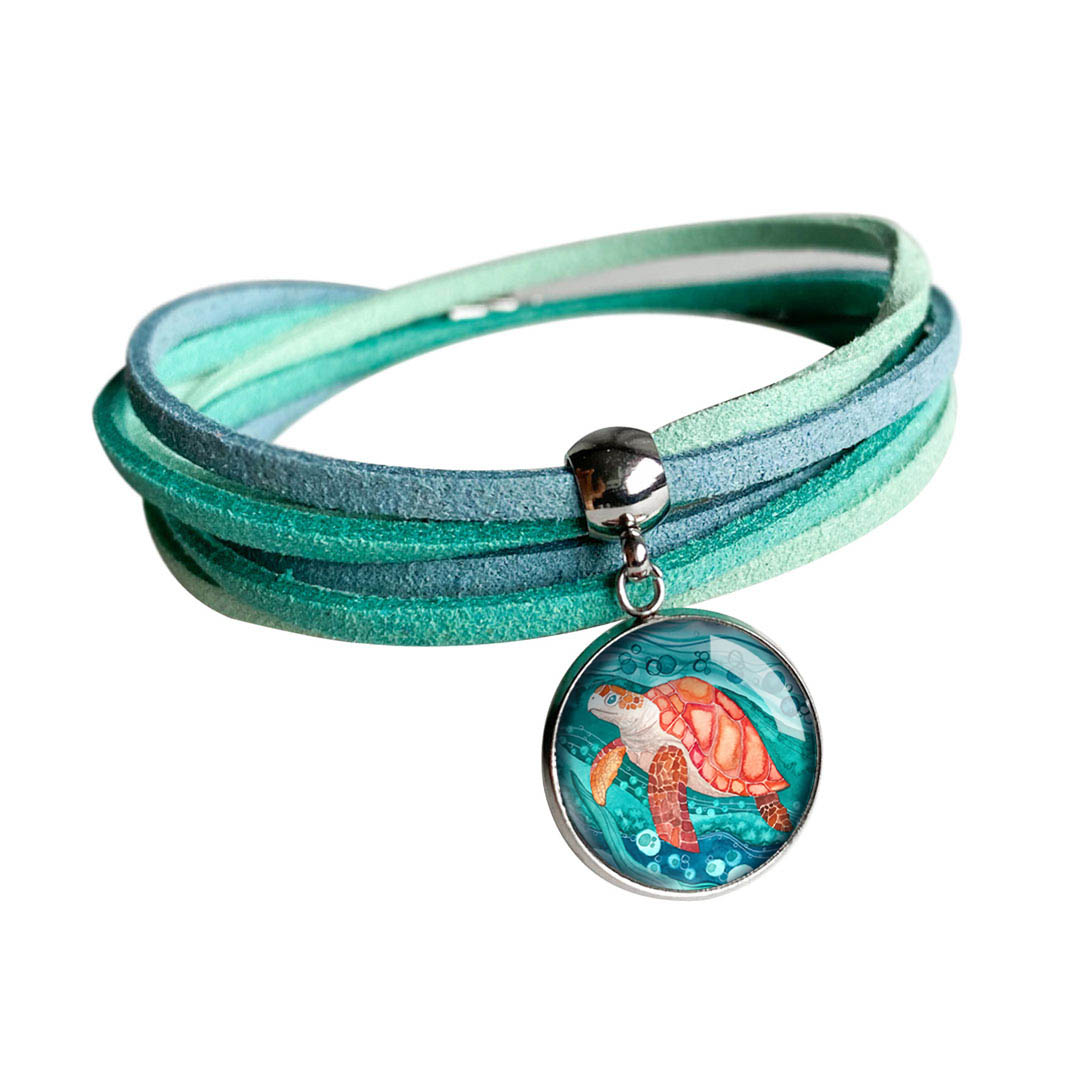 miętowa bransoletka z żółwiem morskim