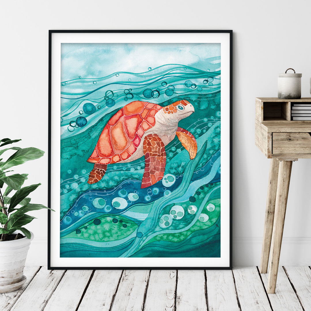 plakat z morskim żółwiem idealny do wnętrz